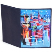 Обложка на паспорт из кожи с гравировкой "Лодки"