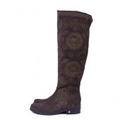 Женские  высокие сапоги из замши "Мотивы инков"