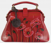 Маленькая сумка-саквояж с рисунком "Маки" ручной работы