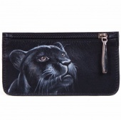 Кожаная ключница с ручной росписью "Черная пантера"