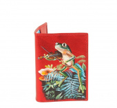 Кожаная обложка для паспорта с росписью "Лягушка"