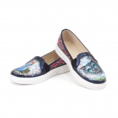 Кожаные слипоны "Алиса и Чешир"