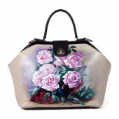 Женский кожаный саквояж с росписью "Благоухание роз"