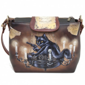 Кожаная сумка с росписью "На прицеле у Кота Бегемота"