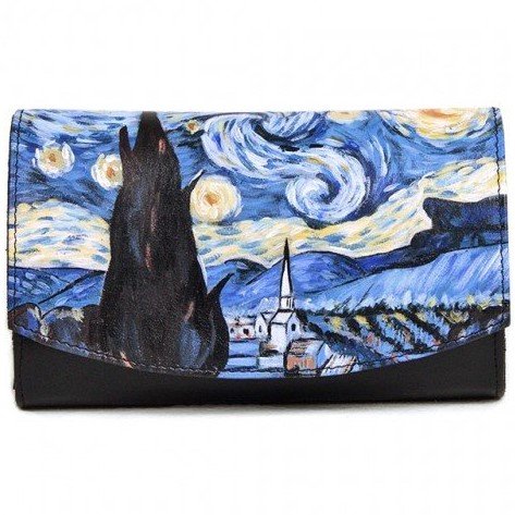 Стильный женский кошелек "Звёздная ночь" ручной работы с росписью, рисунком, принтом - смотреть фото