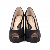 Кожаные черные туфли с открытым мыском "Ночь"