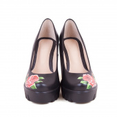 Женские кожаные туфли с рисунком по коже "Розы"