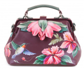 Женский саквояж с росписью цветов "Колибри"