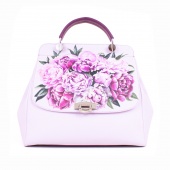 Женская сумка портфель с росписью "Ароматные пионы"