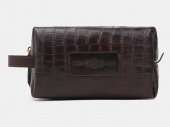 Женская кожаная косметичка "Темный шоколад"