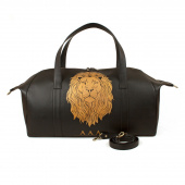 Мужская кожаная сумка ручной клади с росписью "Царь зверей"