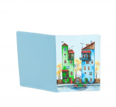 Обложка на паспорт из кожи с рисунком "Городок"