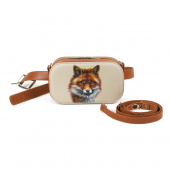 Женская кожаная сумка на плечо, на пояс с росписью "Лисица"