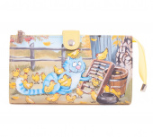 Женский кожаный кошелек с принтом "Питерский кот"