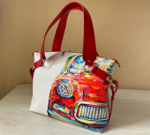 Большой кожаный шоппер "Старое авто"