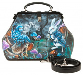 Сумочка саквояж с рисунком ручной работы "Кролик и гусеница"