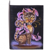 Кожаная обложка на паспорт с гравировкой "Кошечка"