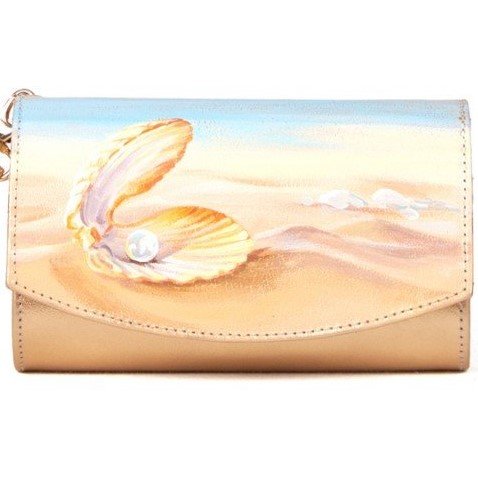 Женская сумка-кошелек на плечо "Жемчужина" ручной работы с росписью, рисунком, принтом - смотреть фото фото 4