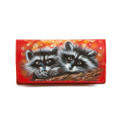 Красивый кожаный кошелёк с рисунком ручной работы "Енотики"