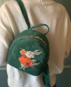 Женский рюкзак из замши с 3D-вышивкой "Кролик"