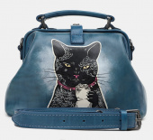 Стильный женский саквояж с росписью ручной работы "Кошка с шахматами"