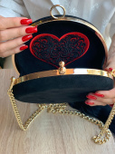 Вечерний клатч-минодьер из замши с вышивкой "Сердце"