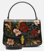 Сумка на плечо из натуральной кожи с рисунком ручной работы на заказ "Цветы"