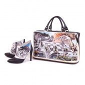 Комплект дамский саквояж и ботильоны "Шахматы"