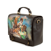 Мужской кожаный портфель с рисунком "Моя пантера" - эксклюзив ручной работы