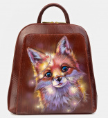 Городской рюкзак для женщин с росписью "Лисенок в гирляндах"