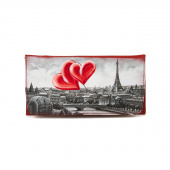 Женский кожаный тонкий кошелек с росписью "Свидание в Париже"
