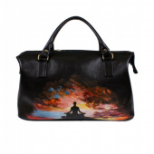 Дорожная кожаная сумка с росписью "Нирвана"