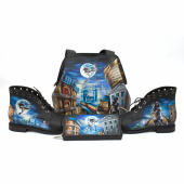 Комплект сумка, кошелек и ботинки с рисунком "Мастер и Маргарита"