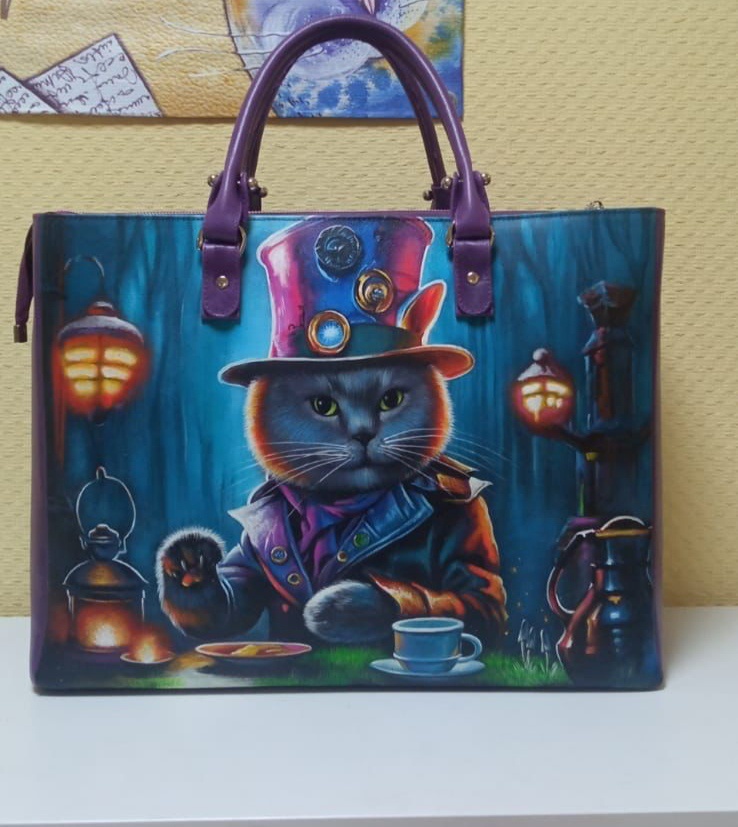 Женский шоппер с индивидуальными размерами купить Кот в шляпе.jpg