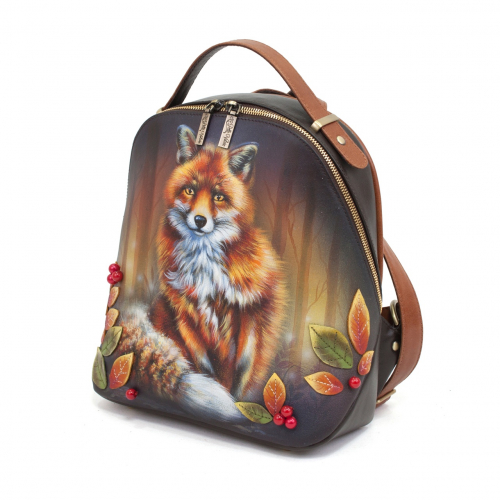 Городской женский рюкзак с росписью "Лесная лиса" фото фото 2