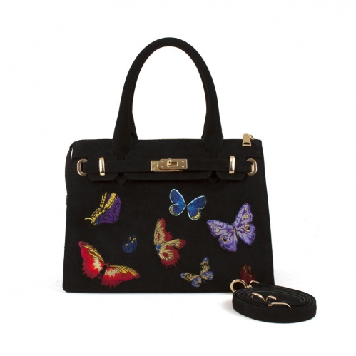 Женская сумка модель Hermes с вышивкой  "Бабочки" фото фото 4
