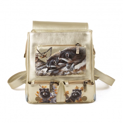 Женская сумка-рюкзак с росписью ручной работы "Енотик" фото фото 4