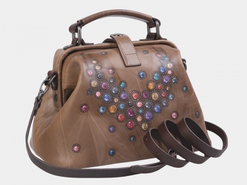 Кожаная женская сумка-саквояж "Драгоценности" фото фото 3