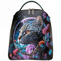 Кожаный рюкзак с рисунком кота "Кот в скафандре" с росписью, принтом - фото