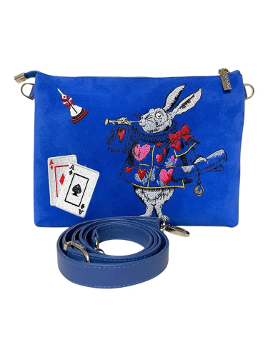 Сумка через плечо из натуральной кожи и замши с вышивкой «Кролик» — кросс боди ручной работы с принтом фото 3