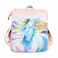 Вместительный женский рюкзак "Крылатый конь" с рисунком, росписью, принтом - фото