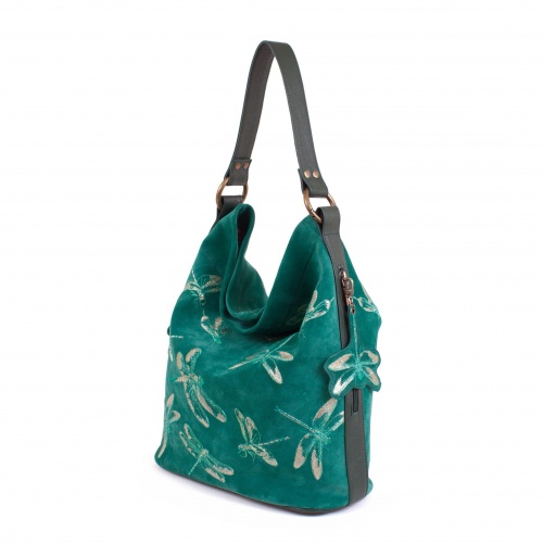 Женская сумка мешок из натуральной кожи "Стрекозы" фото фото 3