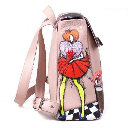 Женский кожаный рюкзак "Этно Алиса" с росписью, принтом - фото фото 5
