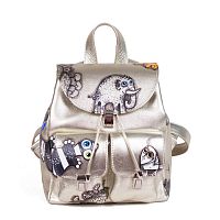 Серебристый рюкзак "Этно Слоник" с росписью, принтом - фото