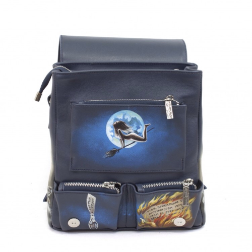 Женская сумка-рюкзак с рисунком ручной работы "Кот Бегемот" фото фото 6