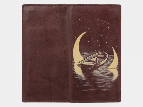 Кожаное портмоне из кожи с росписью "Золотой месяц" фото фото 2