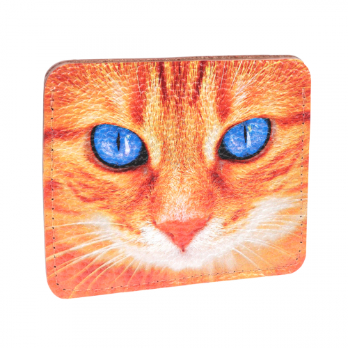 Кожаный карт-холдер для карт с принтом "Рыжий кот" фото фото 2