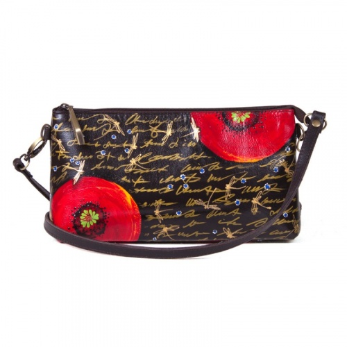 Женская сумочка клатч с росписью акрилом "Алые маки" фото фото 3