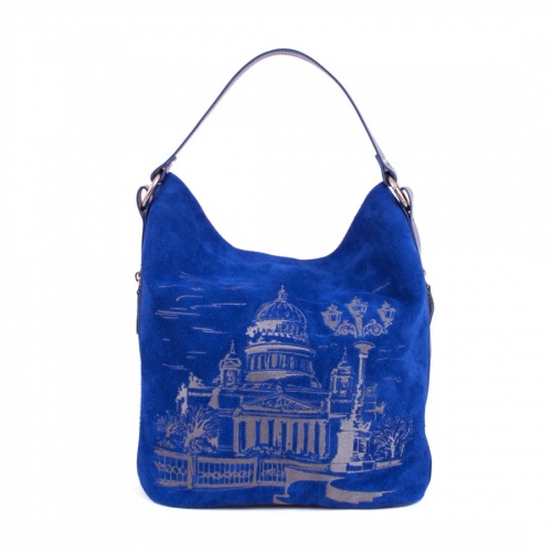 Замшевая сумка мешком с вышивкой "Исакиевский собор" фото