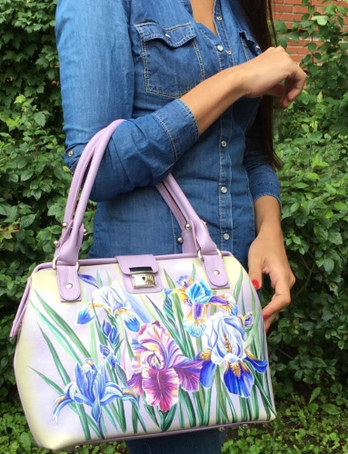 Женская сумка-саквояж с рисунком цветов "Ирисы" фото фото 4